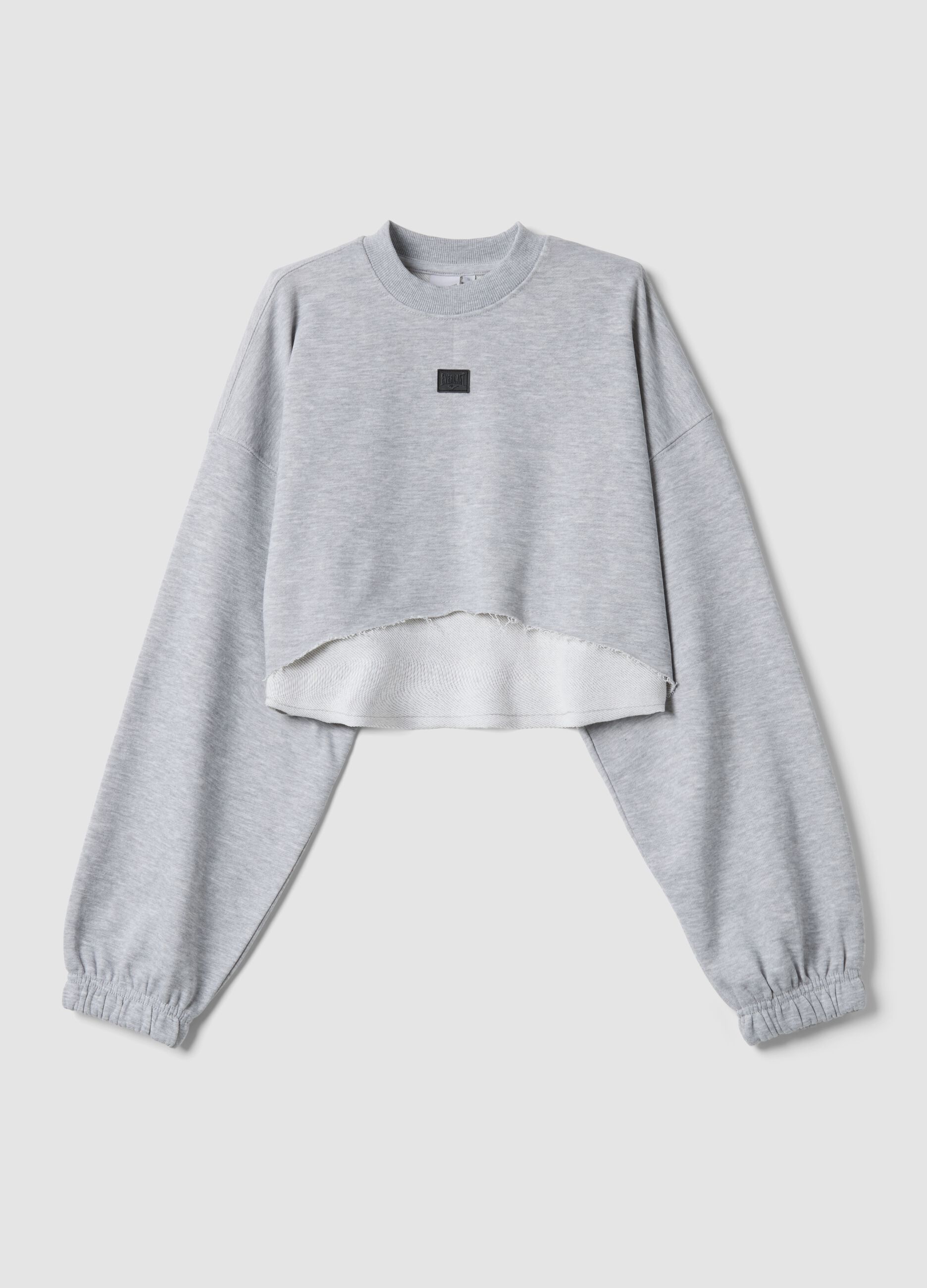 Grey cotton blend cropped sweatshirt with regular fit