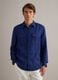 Blue regular-fit pure linen shirt with double pocket_2