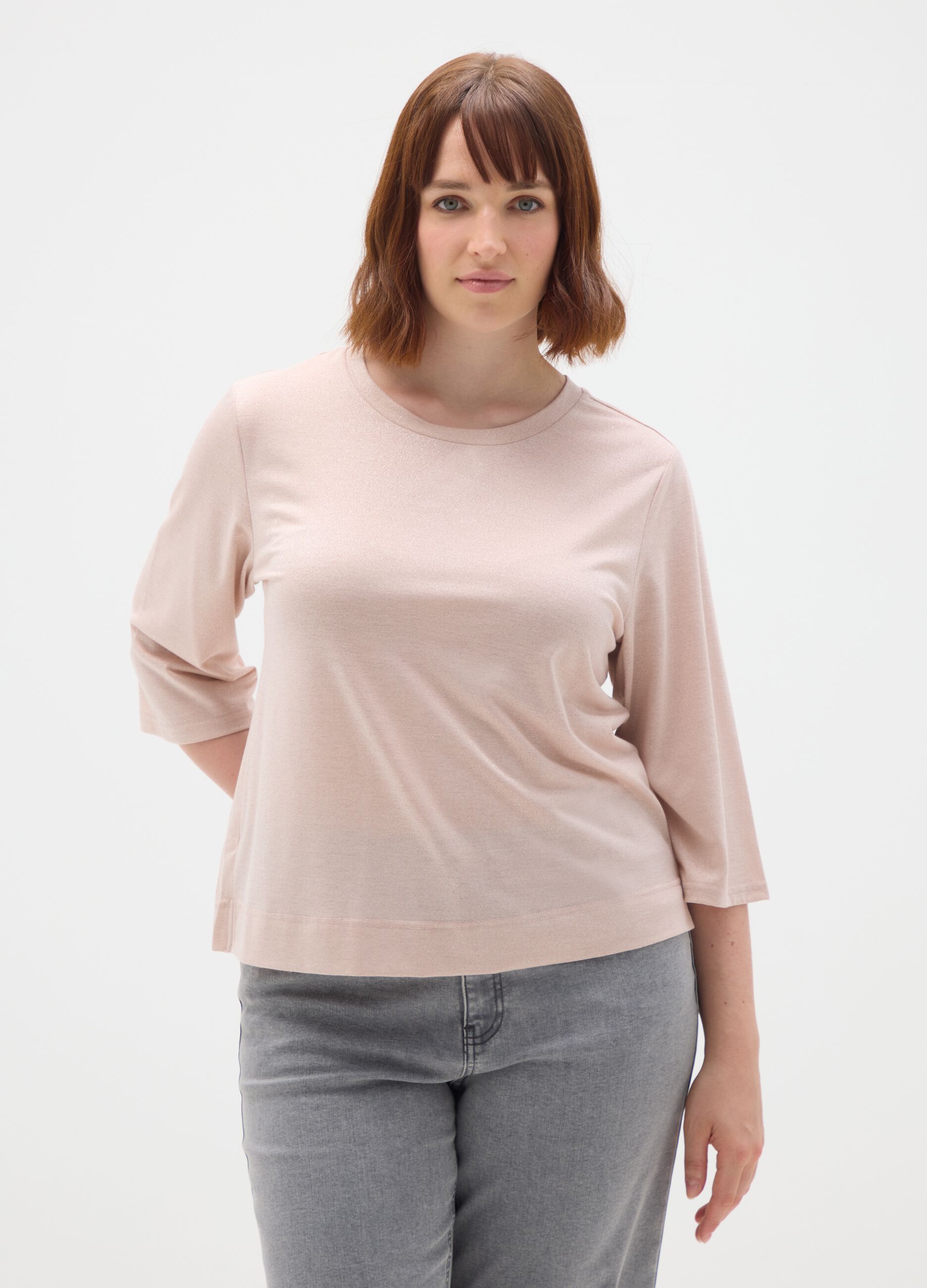 Pink regular fit stretch blend T-shirt