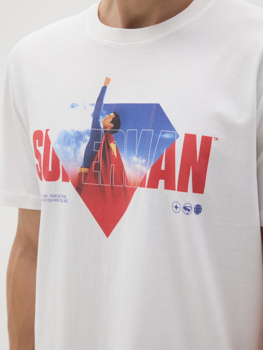 Men's pure cotton white T-shirt with Superman print_2