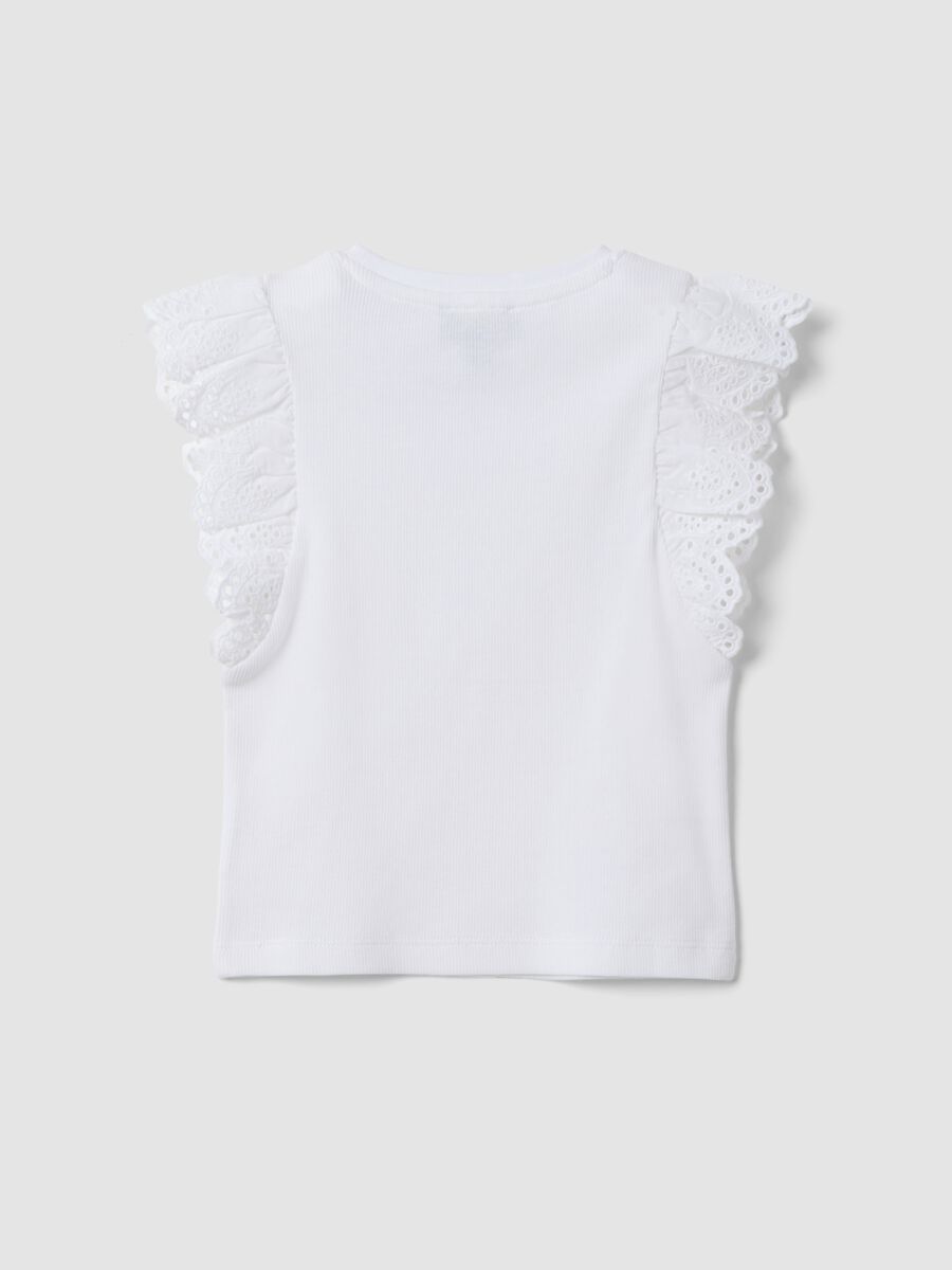 White stretch cotton girls&rsquo; vest top with ruffles_4