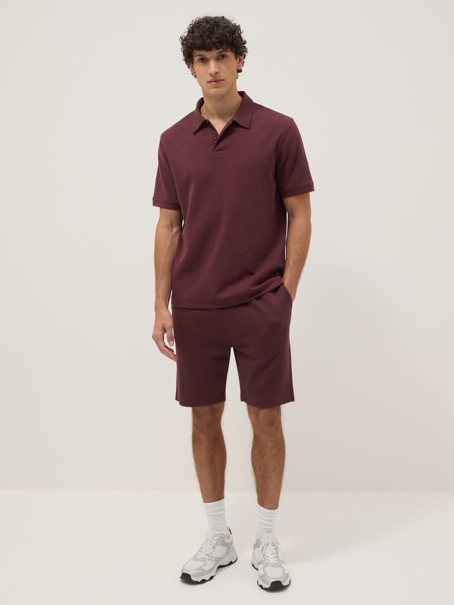 Shorts in puro cotone marrone regular fit con coulisse_0