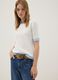 White viscose-blend T-shirt with light-blue trims_0