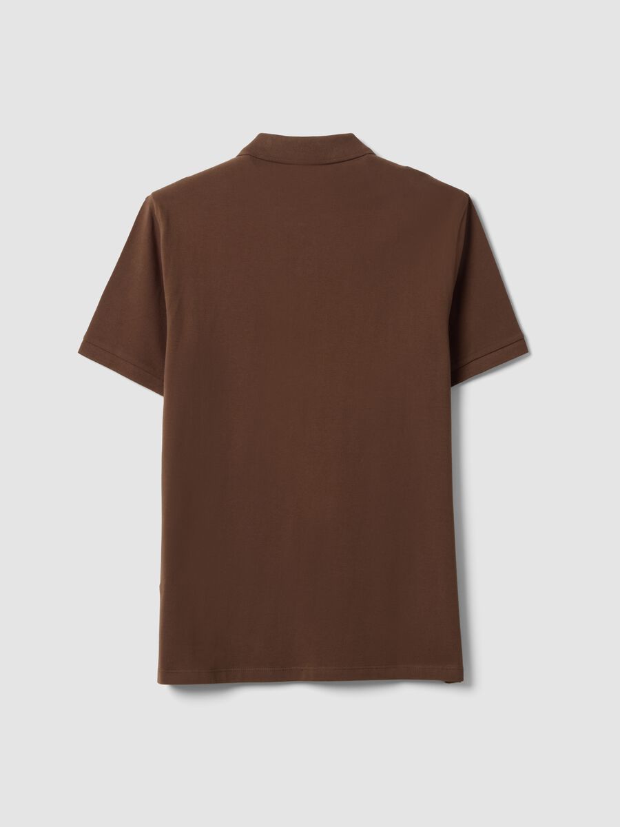 Polo marrone in puro cotone piquet con colletto classico regular fit_1