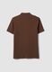Brown pure cotton piqu&eacute; polo with classic collar, regular fit_5