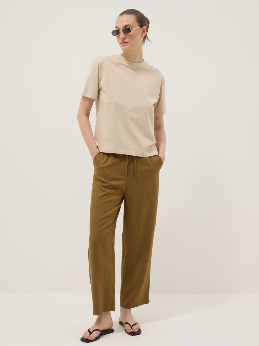Beige pure cotton regular fit T-shirt_2