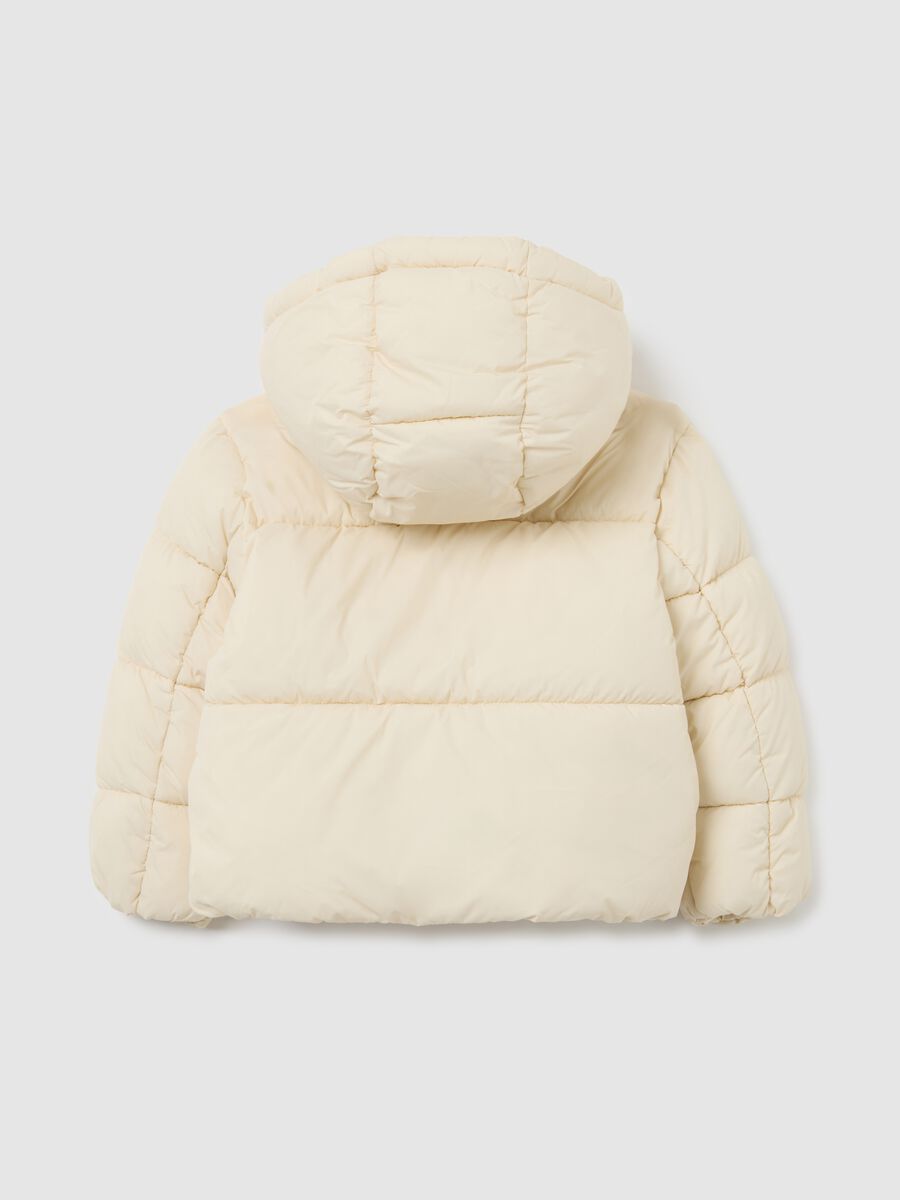 Piumino The Iconic Puffer bianco panna  da bambina con cappuccio_2