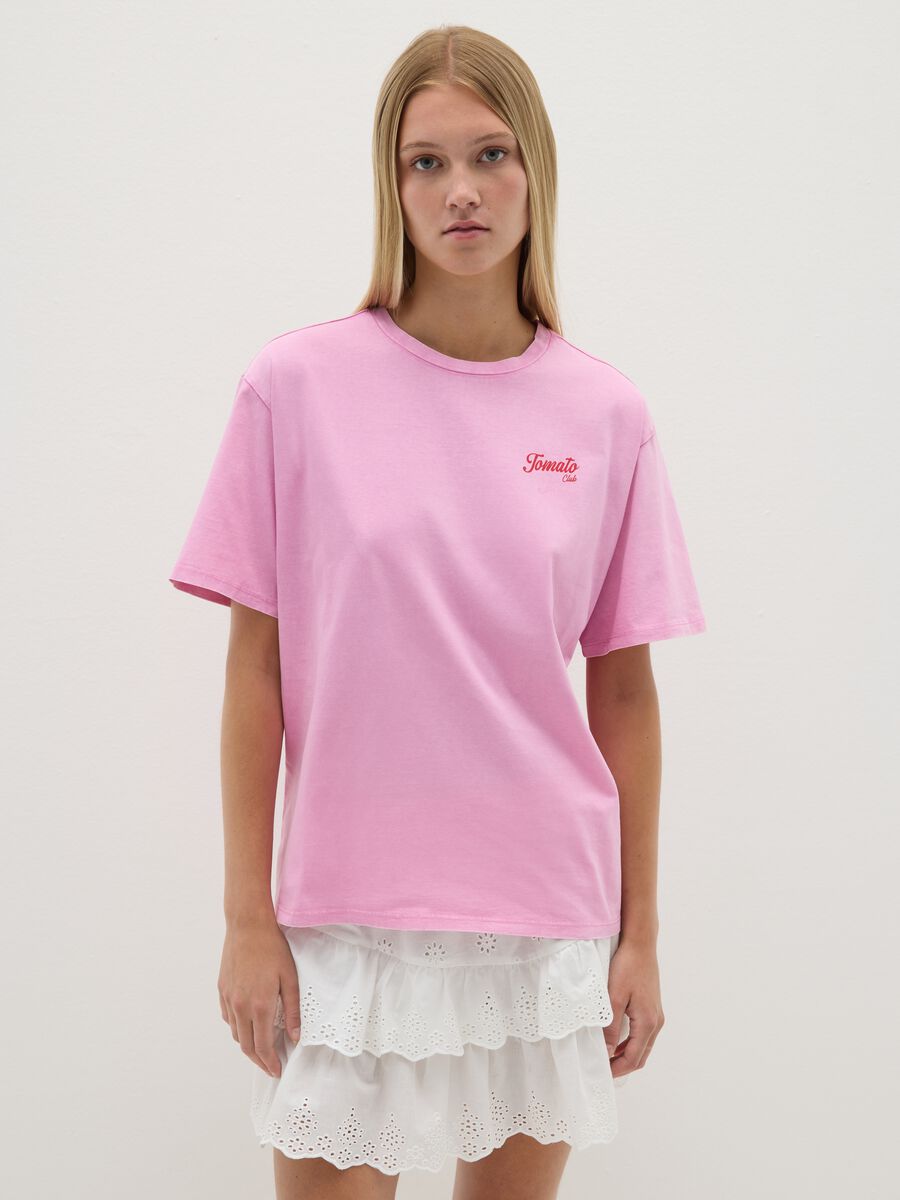 Women's relaxed fit pink pure cotton T-shirt_0