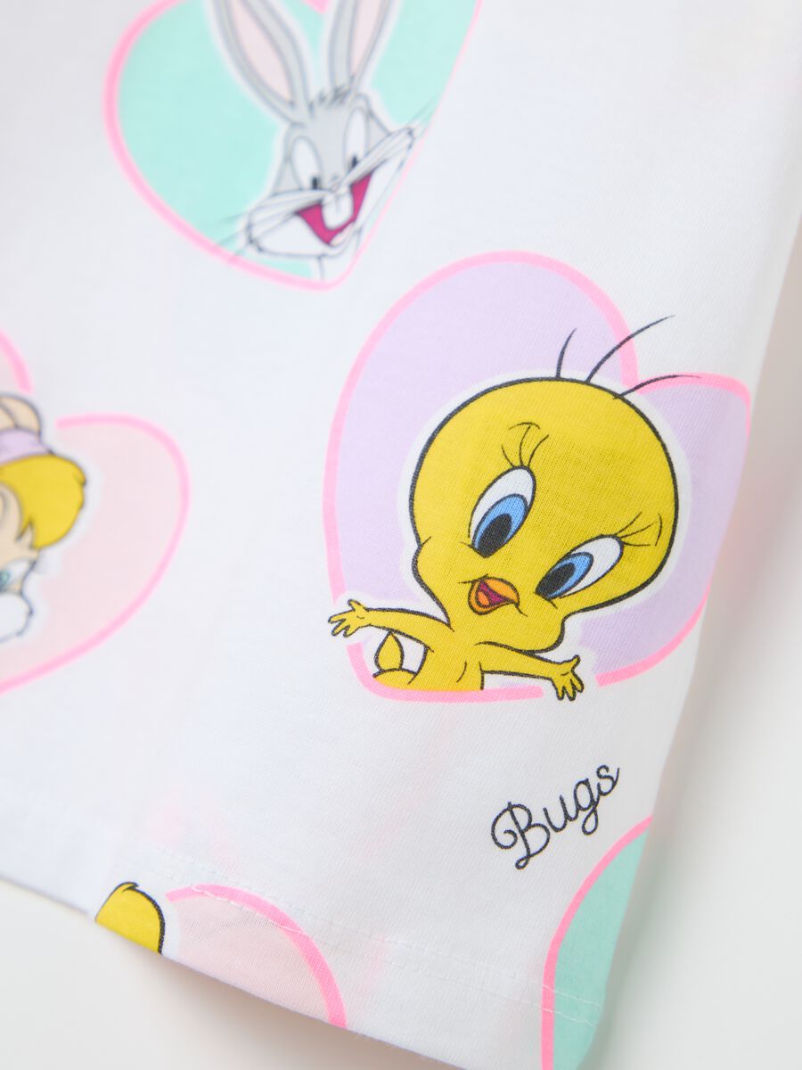 White T-shirt with Tweetie Pie and Lola Bunny print_3