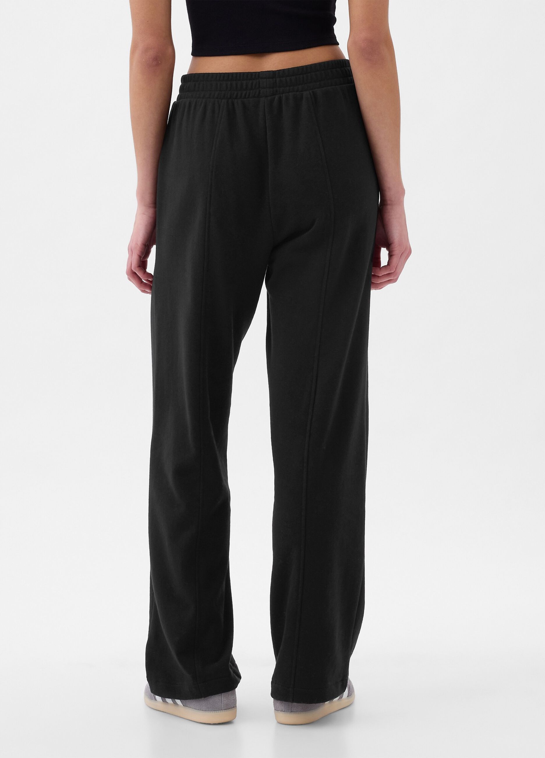 Joggers wide leg in felpa con ricamo logo