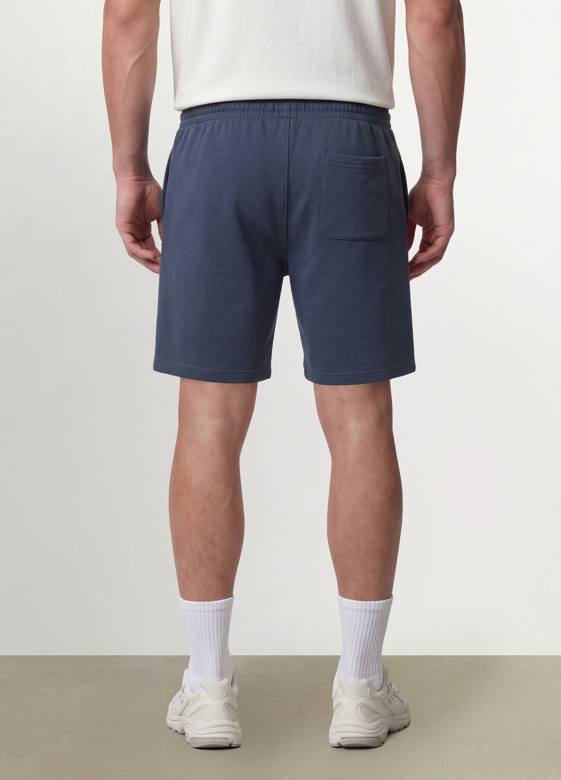 Grey cotton-blend shorts with elasticated waist, regular fit