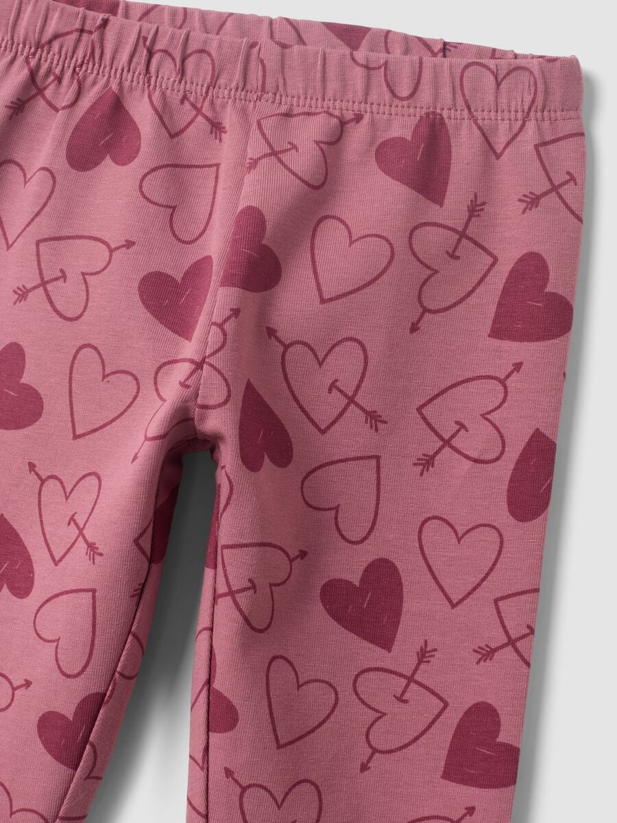 Leggings viola in misto cotone organico con fantasia animalier per bimba_2