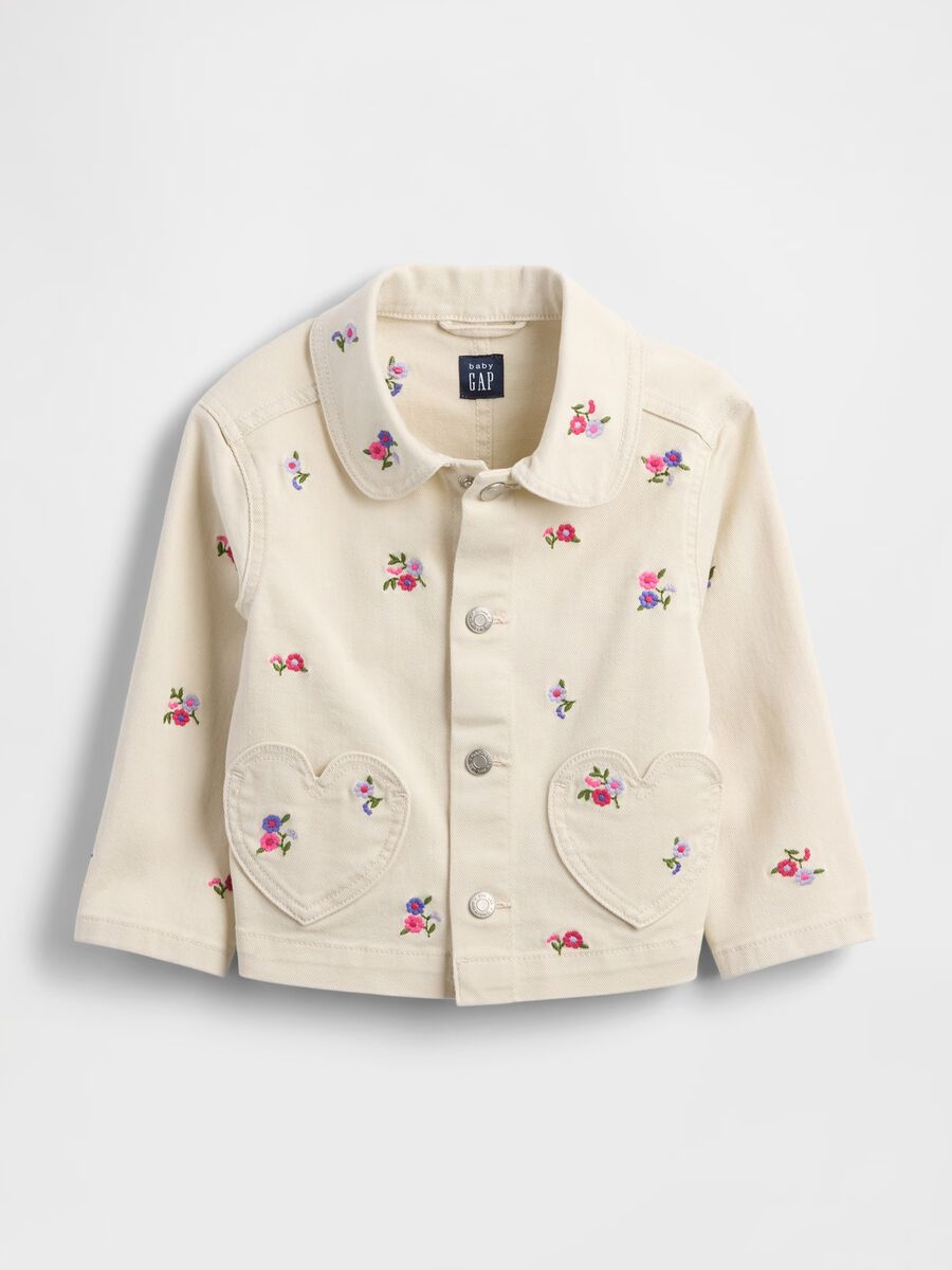 Embroidered Beige Denim Jacket_1