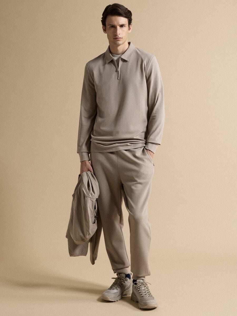 Polo grigia in misto cotone piquet elasticizzato Easy dry regular fit_1