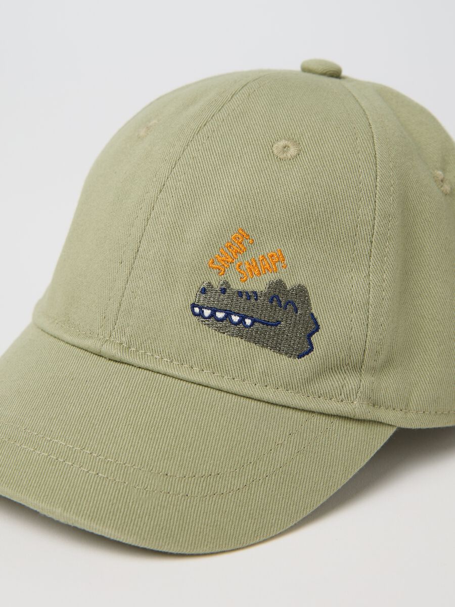 Boys’ green baseball cap in 100% cotton with embroidery_2
