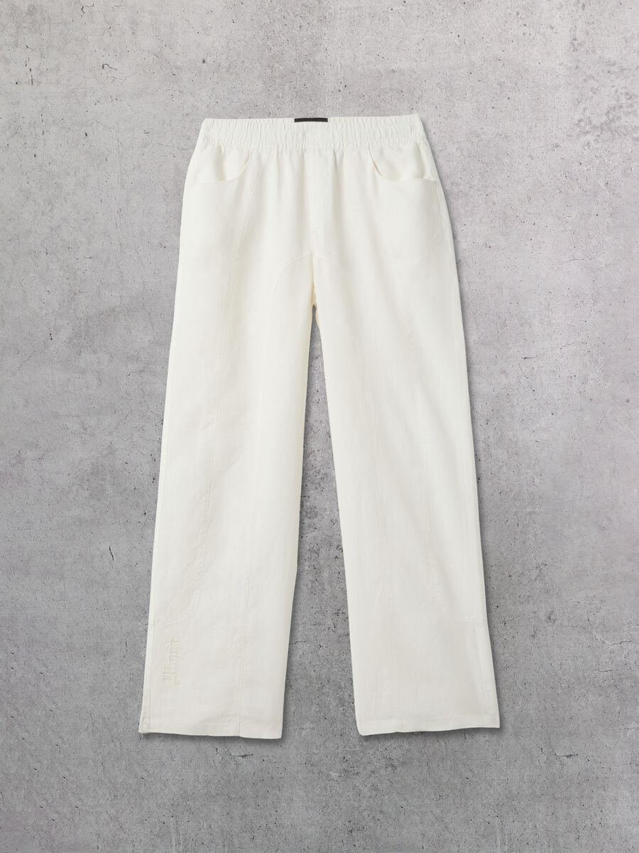 100% Linen Wide Leg Pants White_4