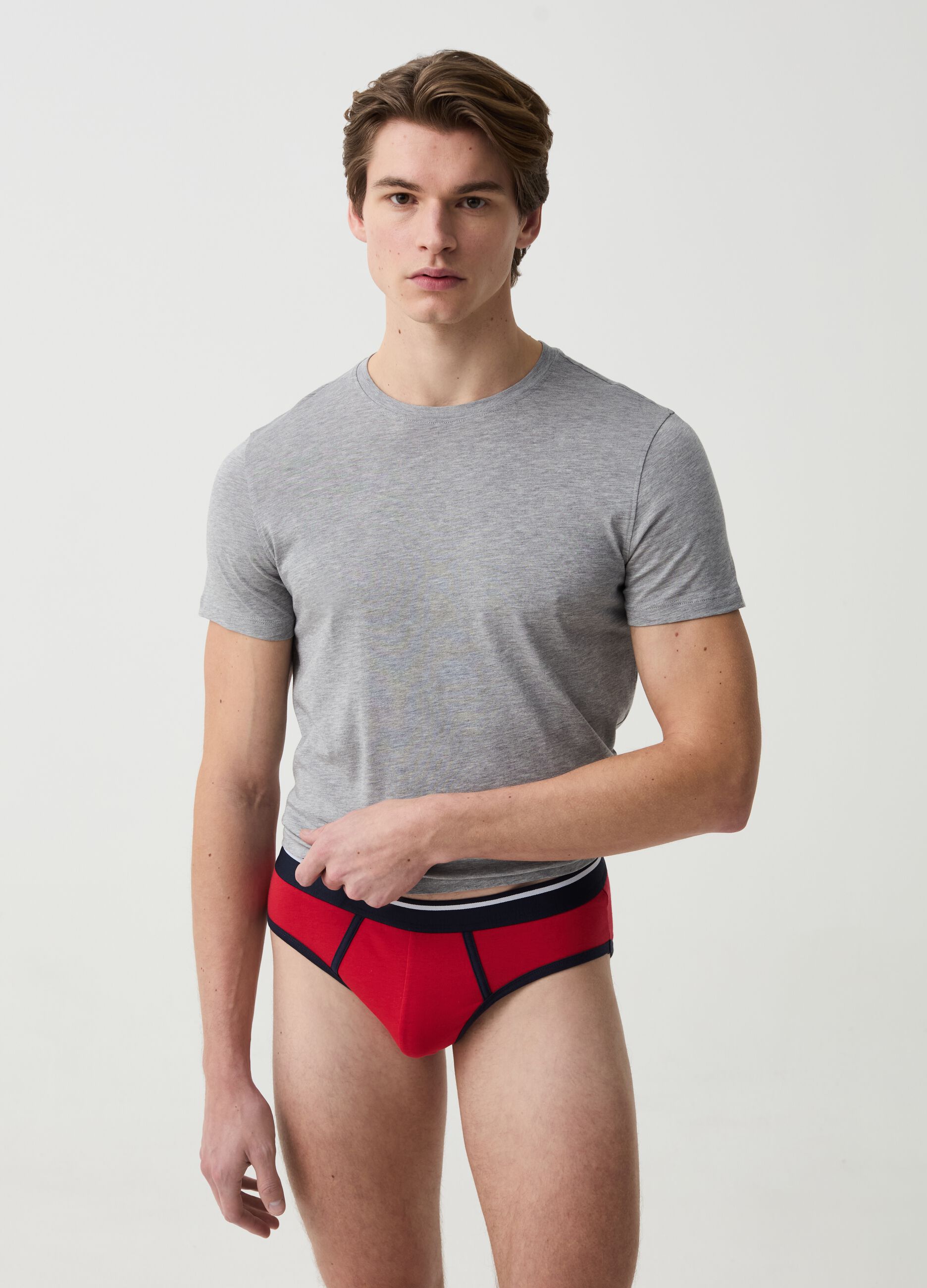 Ovs Tripack slip con piping a contrasto