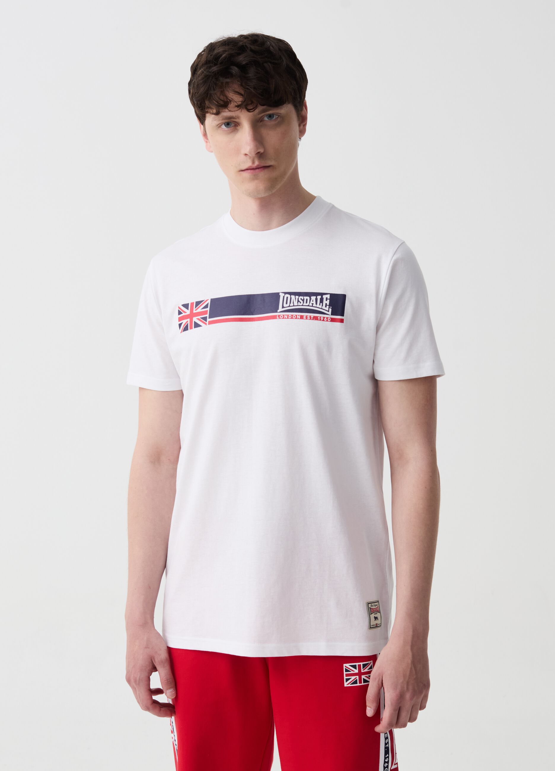 T-shirt con stampa logo e bandiera UK