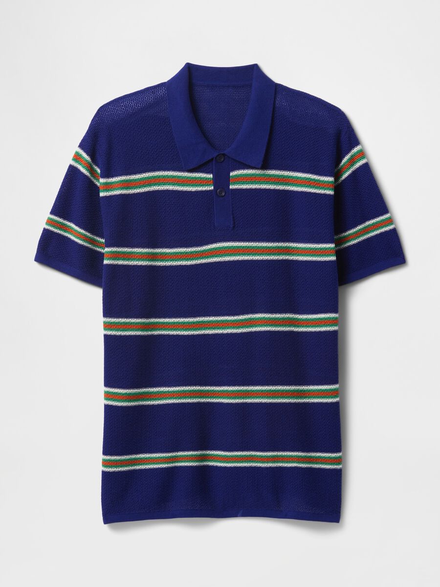 Blue striped cotton blend polo by OVS_3