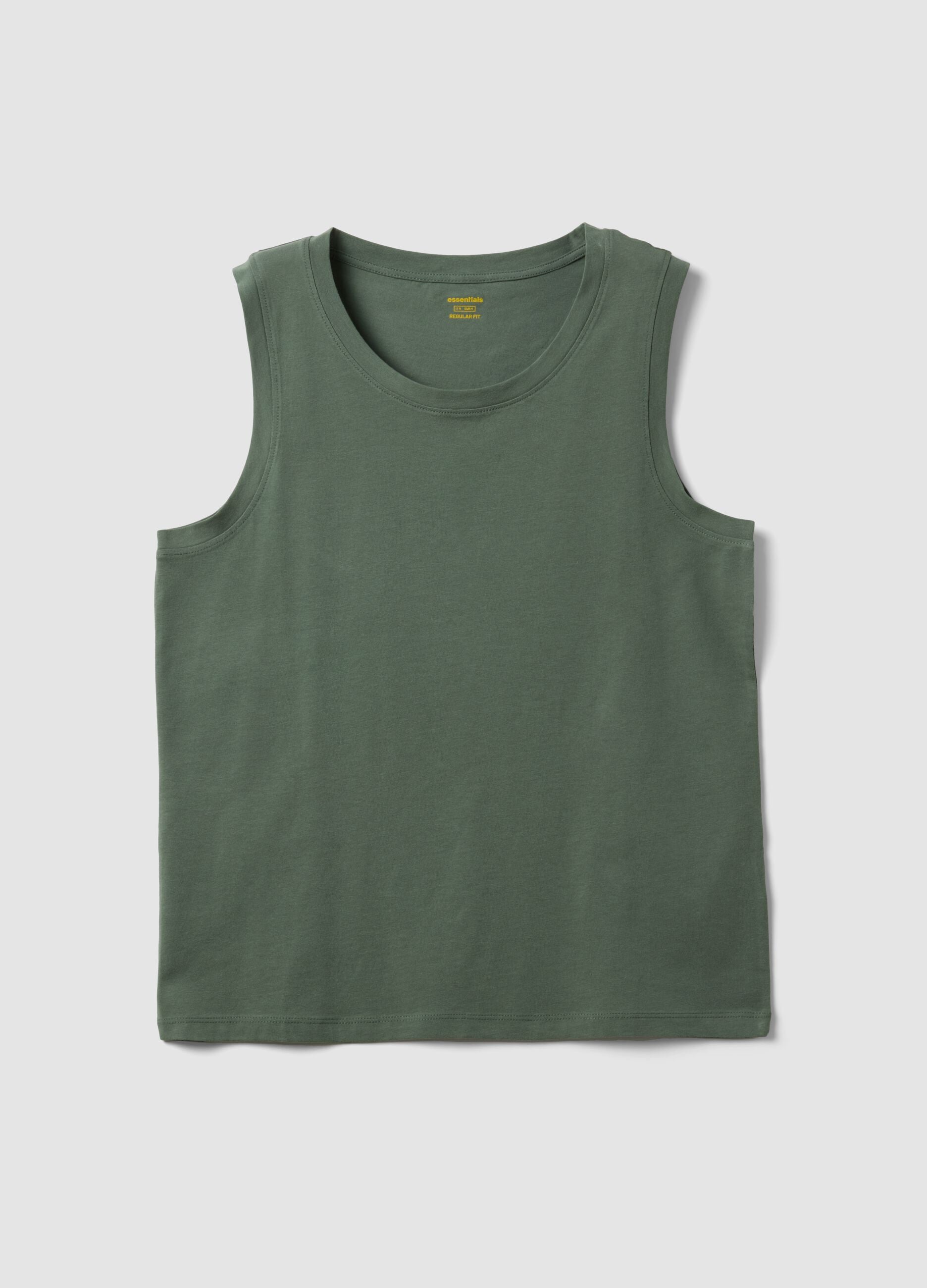 Green pure cotton tank top