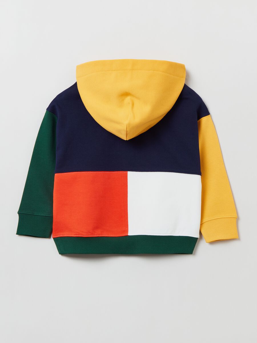 Felpa in cotone color block con cappuccio_4