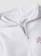 White hooded zip-up sweatshirt in cotton blend for girls, regular fit_5