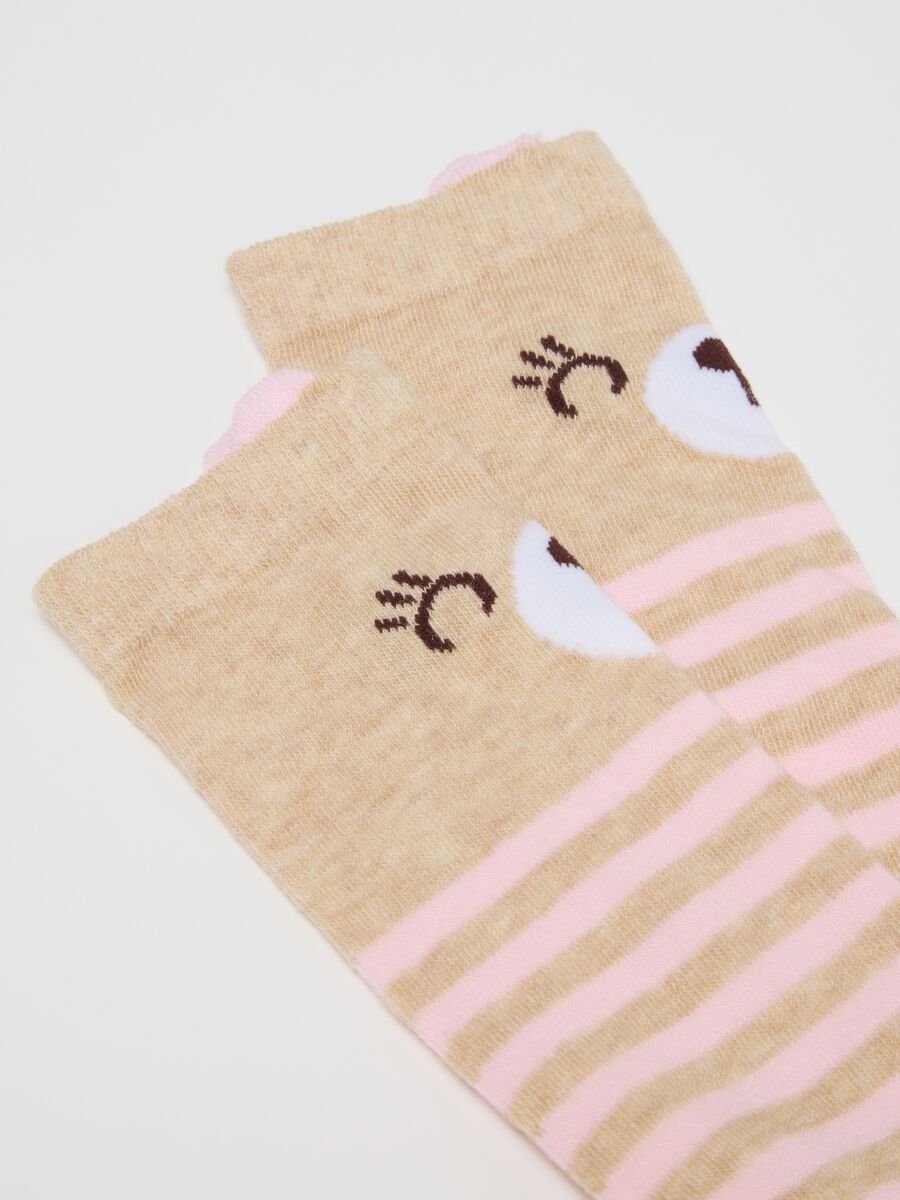 Girls' Long Socks Twin-Pack in Multicolour Cotton Blend_1