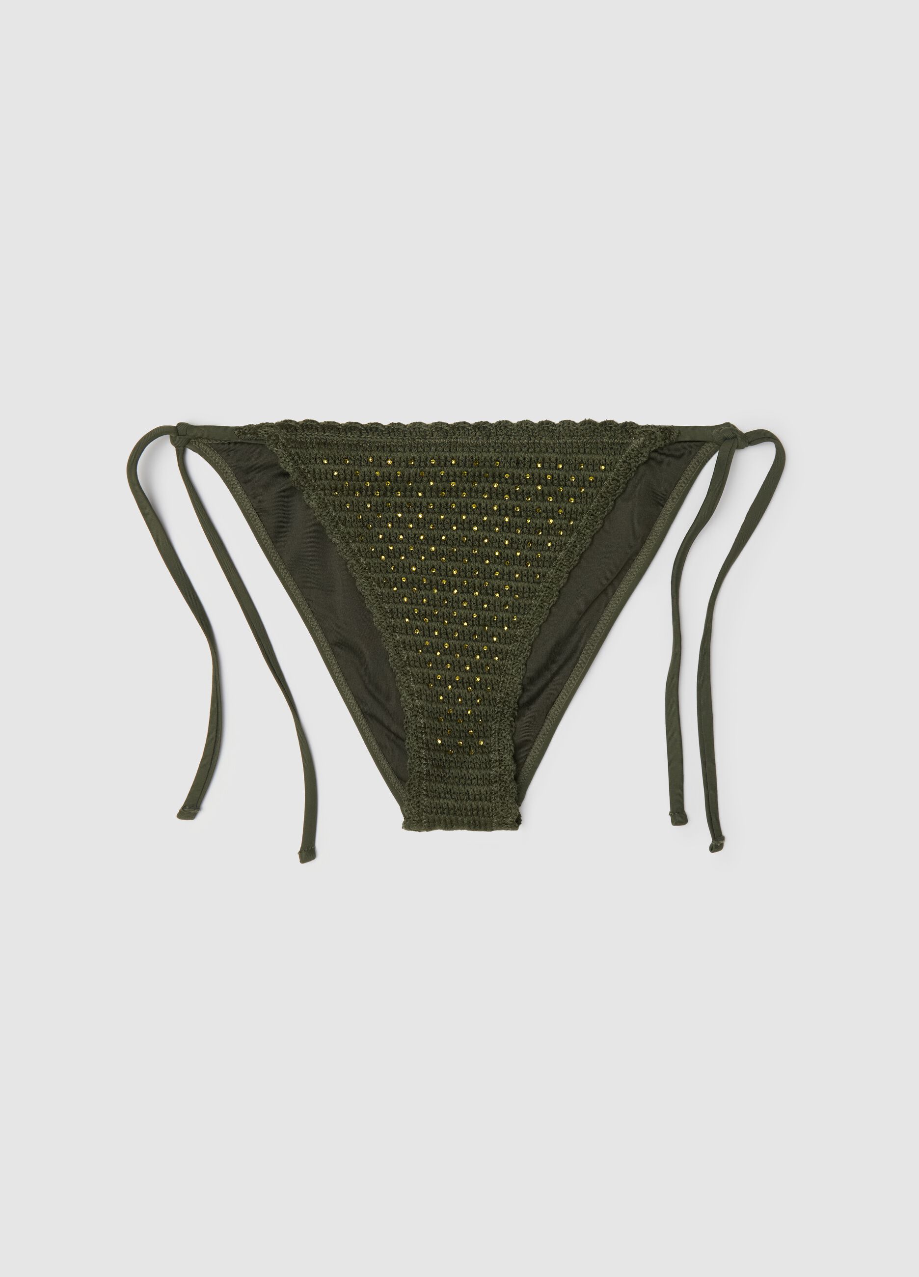 Women’s bikini briefs in green with embroidered details