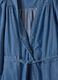Blue pure cotton denim dress with deep V-neck regular fit_6