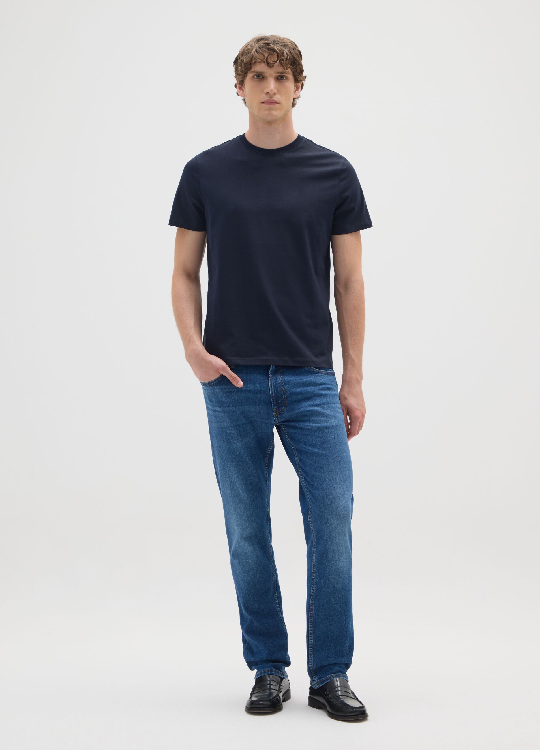 Black pure cotton regular fit T-shirt