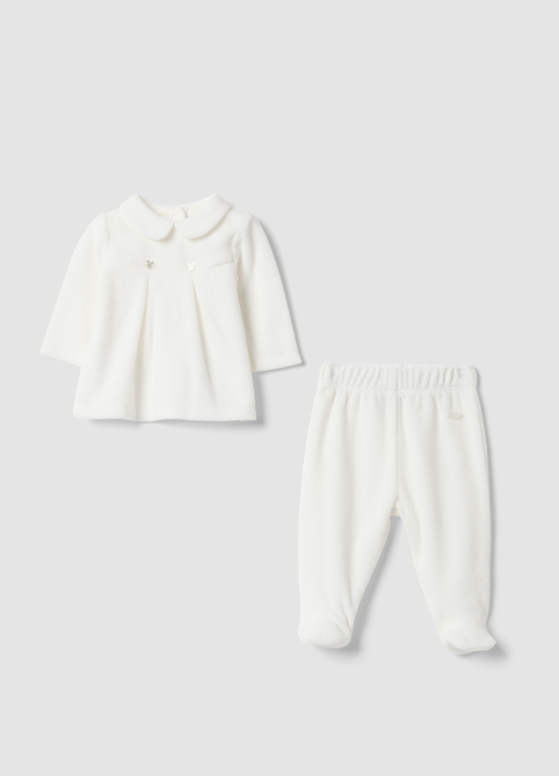 White organic cotton blend set with collar