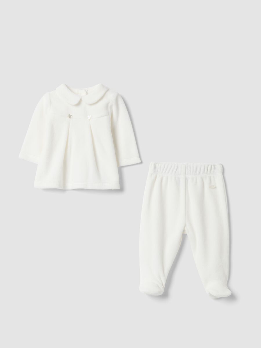 White organic cotton blend set with collar_0