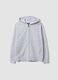 Grey hooded zip-up sweatshirt in pure organic cotton for boys, relaxed fit_0