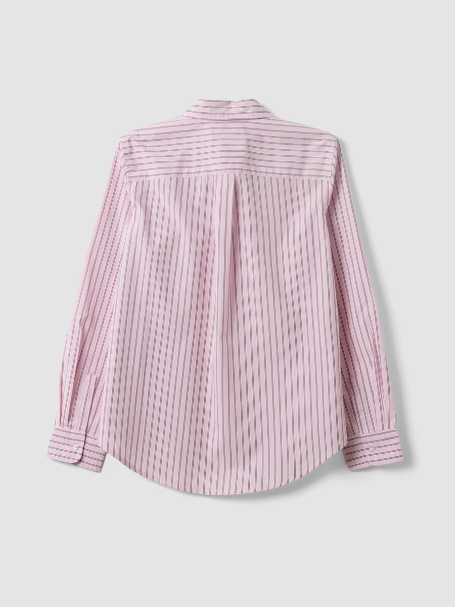 Pink striped poplin shirt, regular fit_1