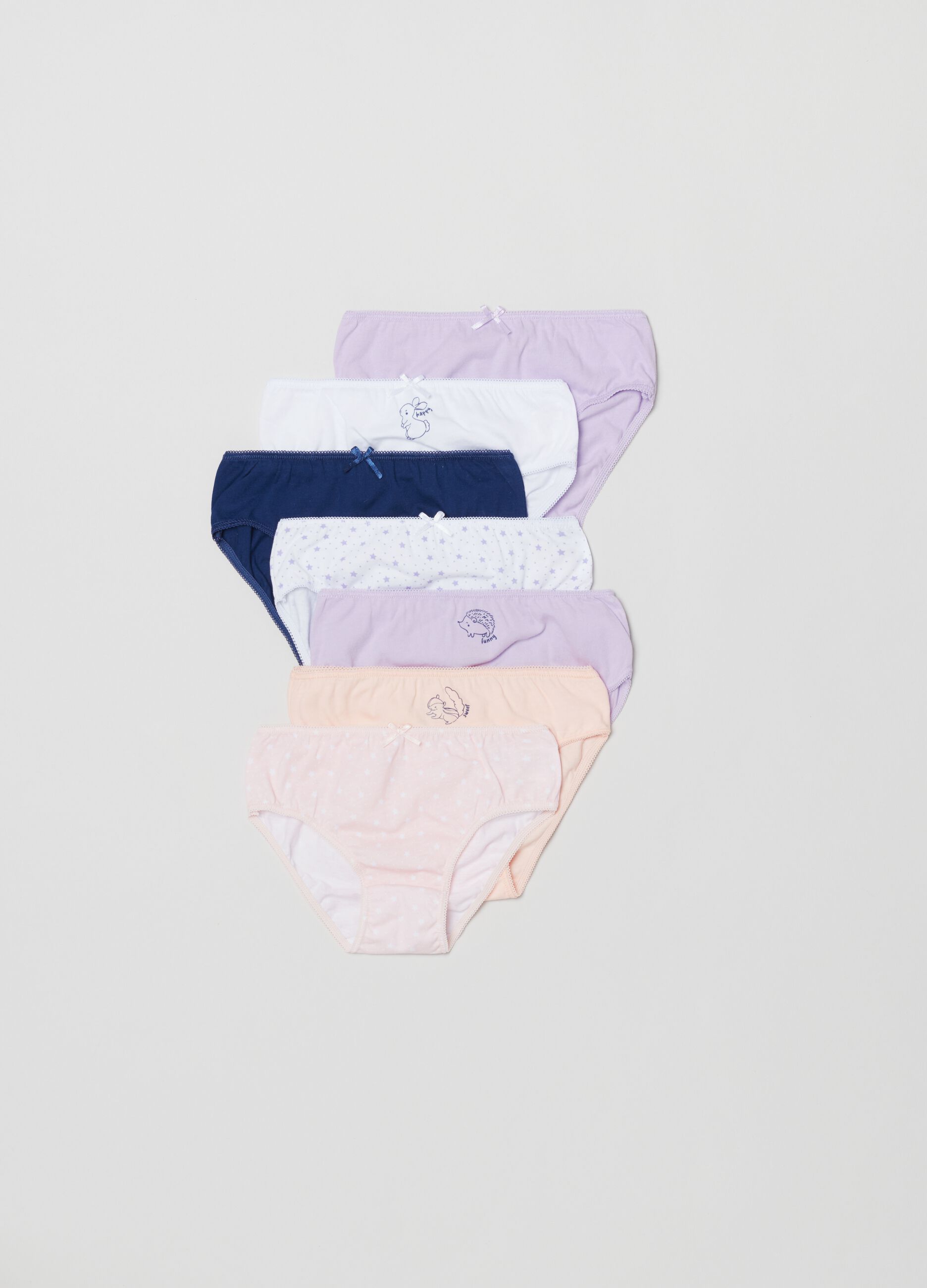 Multipack sette slip in cotone con stampa_0