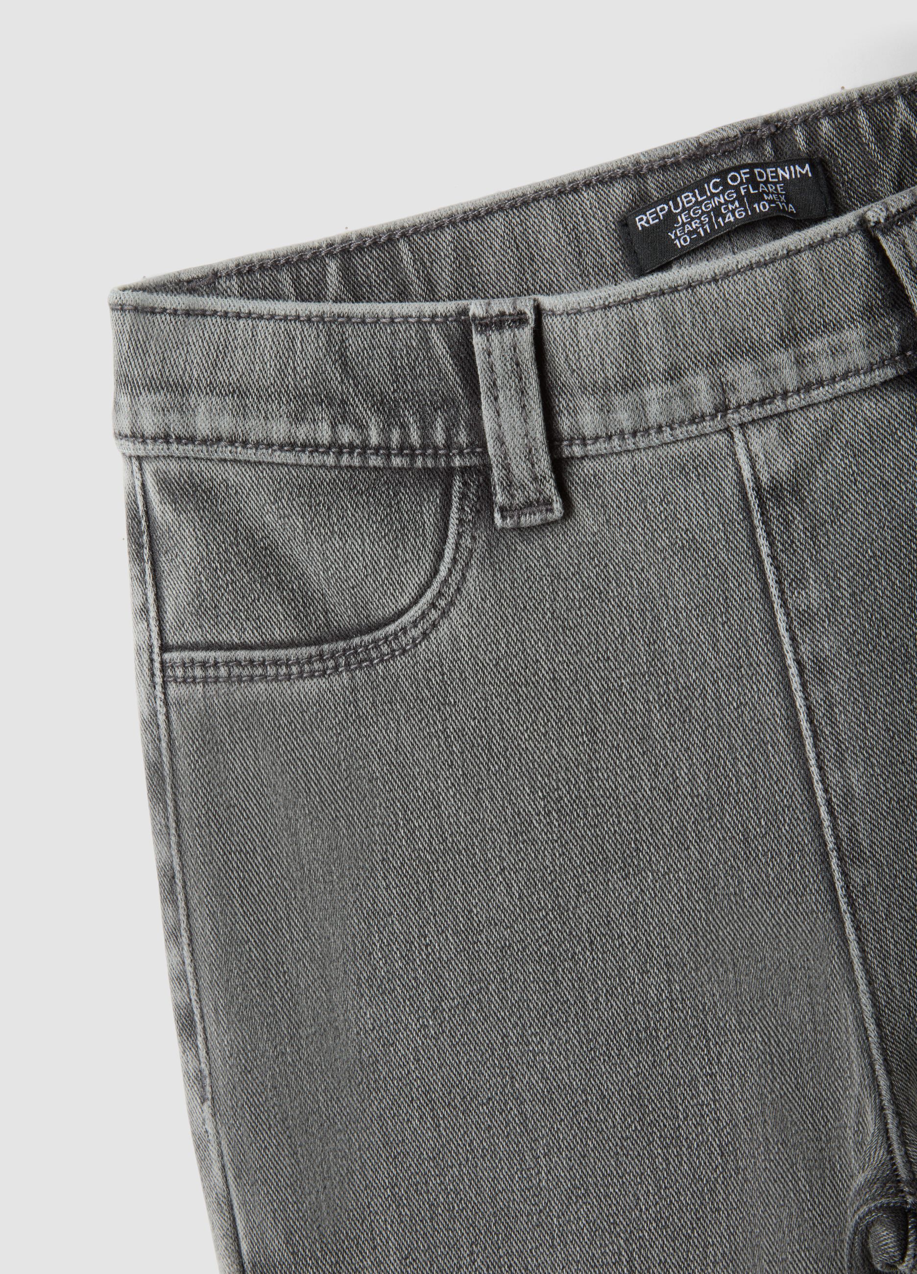 Jeggings grigi flare fit in cotone elasticizzato per ragazza