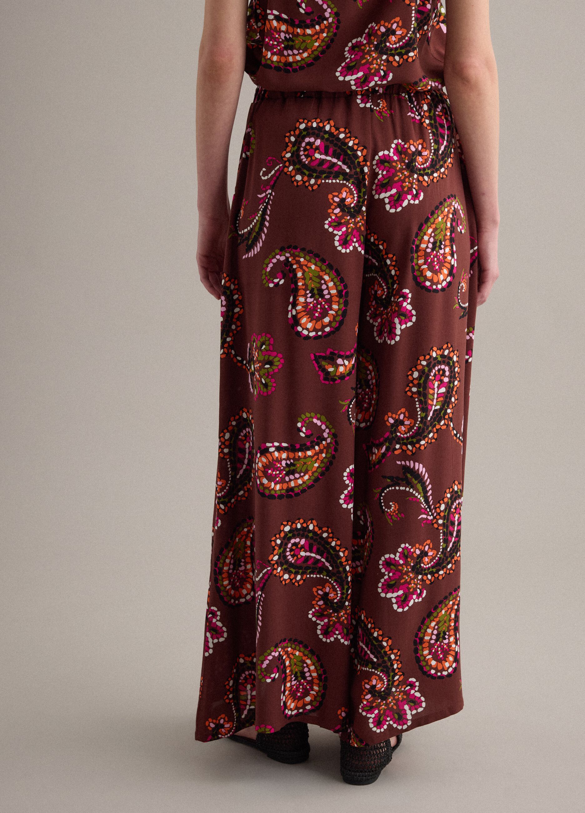 Brown pure viscose palazzo trousers