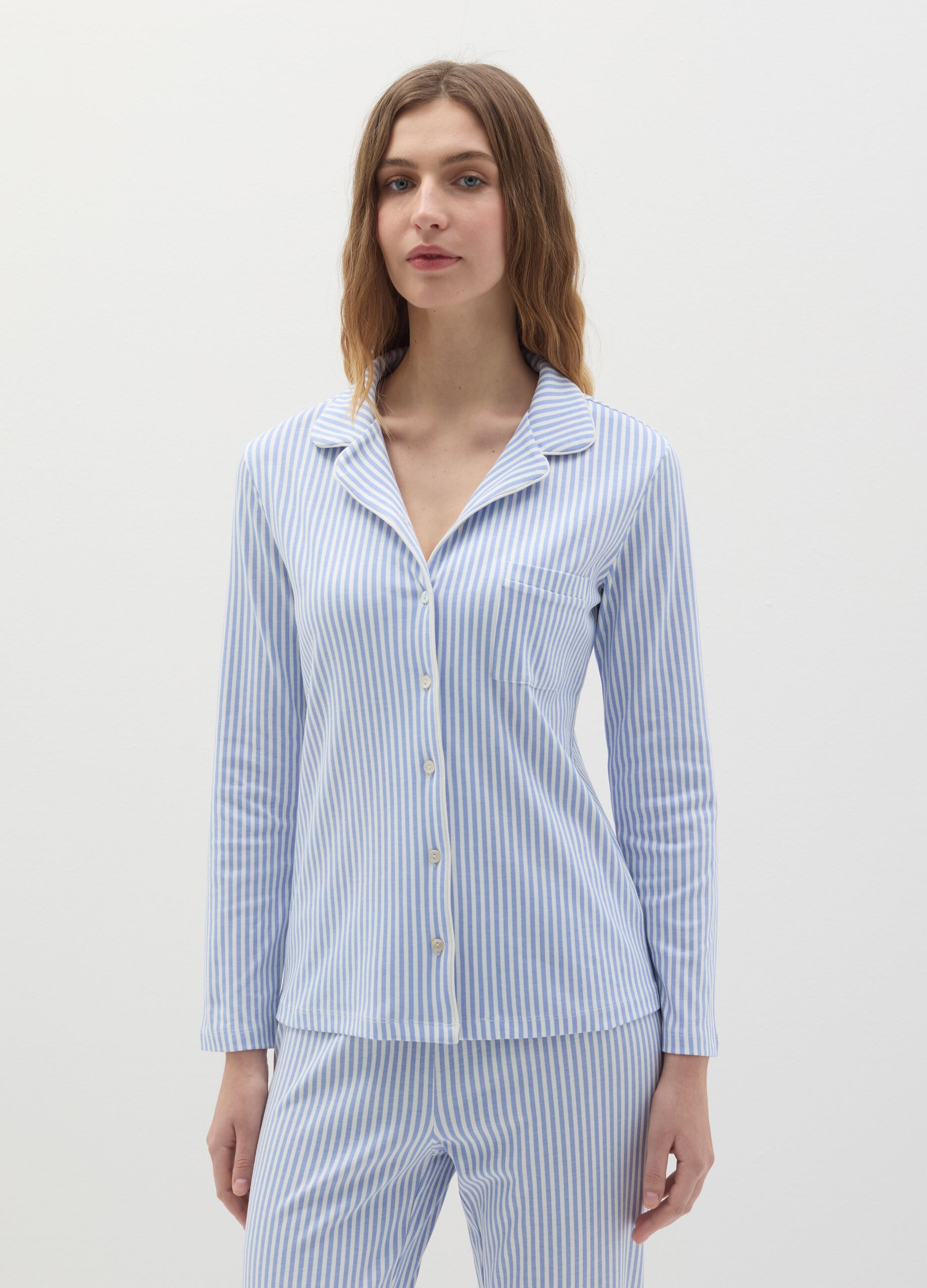 Long pyjamas in striped cotton