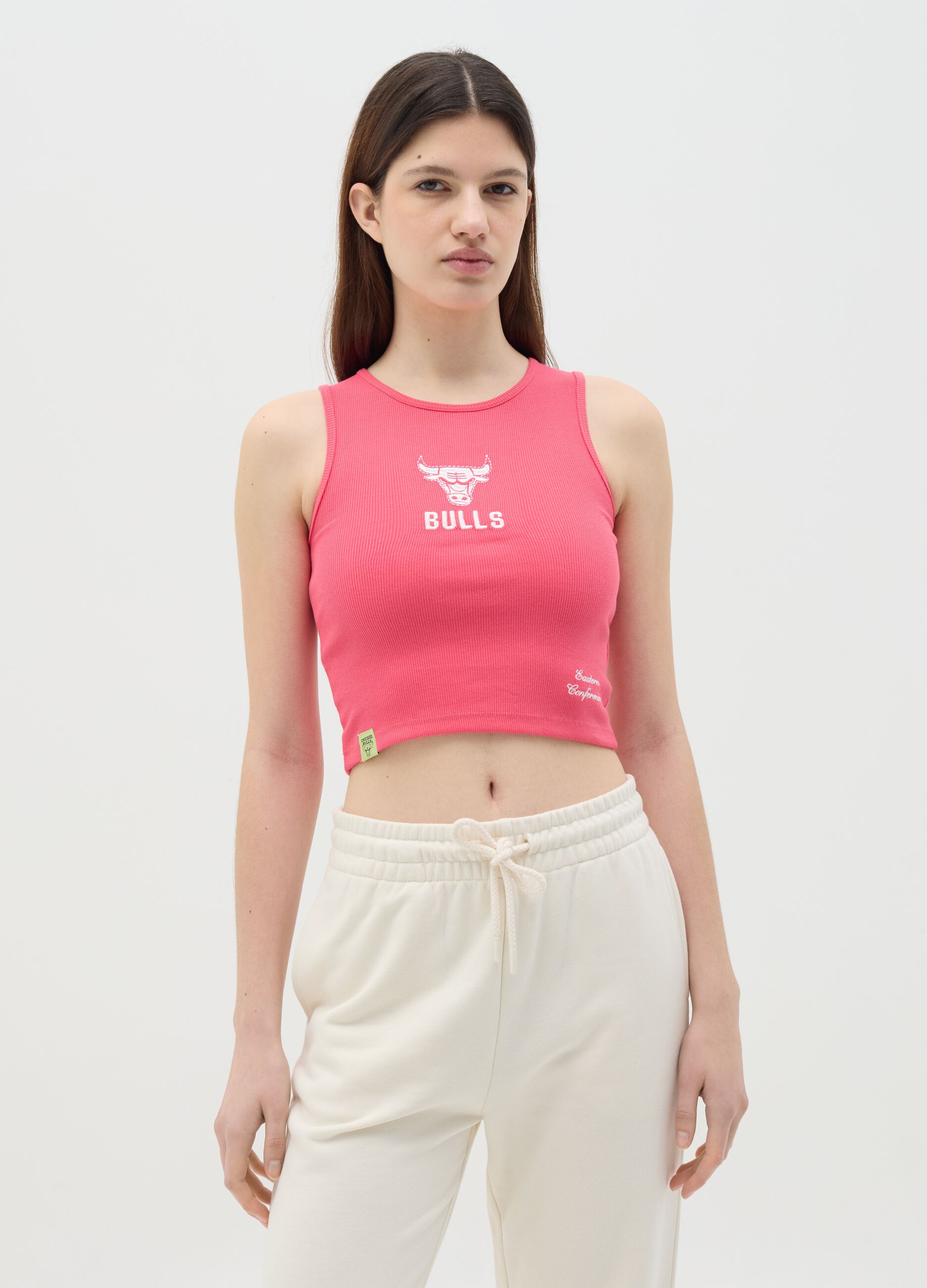 Pink ribbed NBA Chicago Bulls tank top