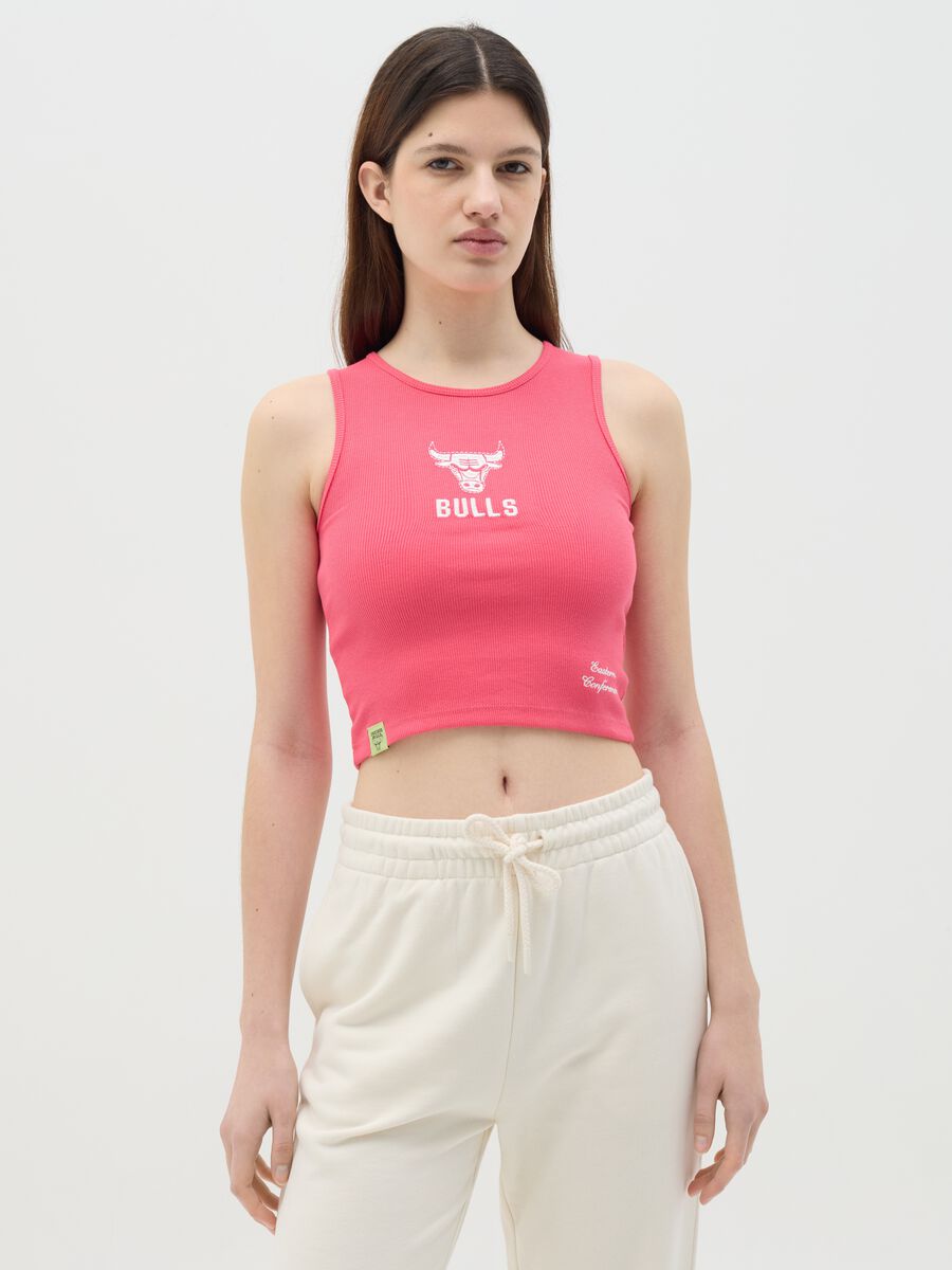 Pink ribbed NBA Chicago Bulls tank top_0