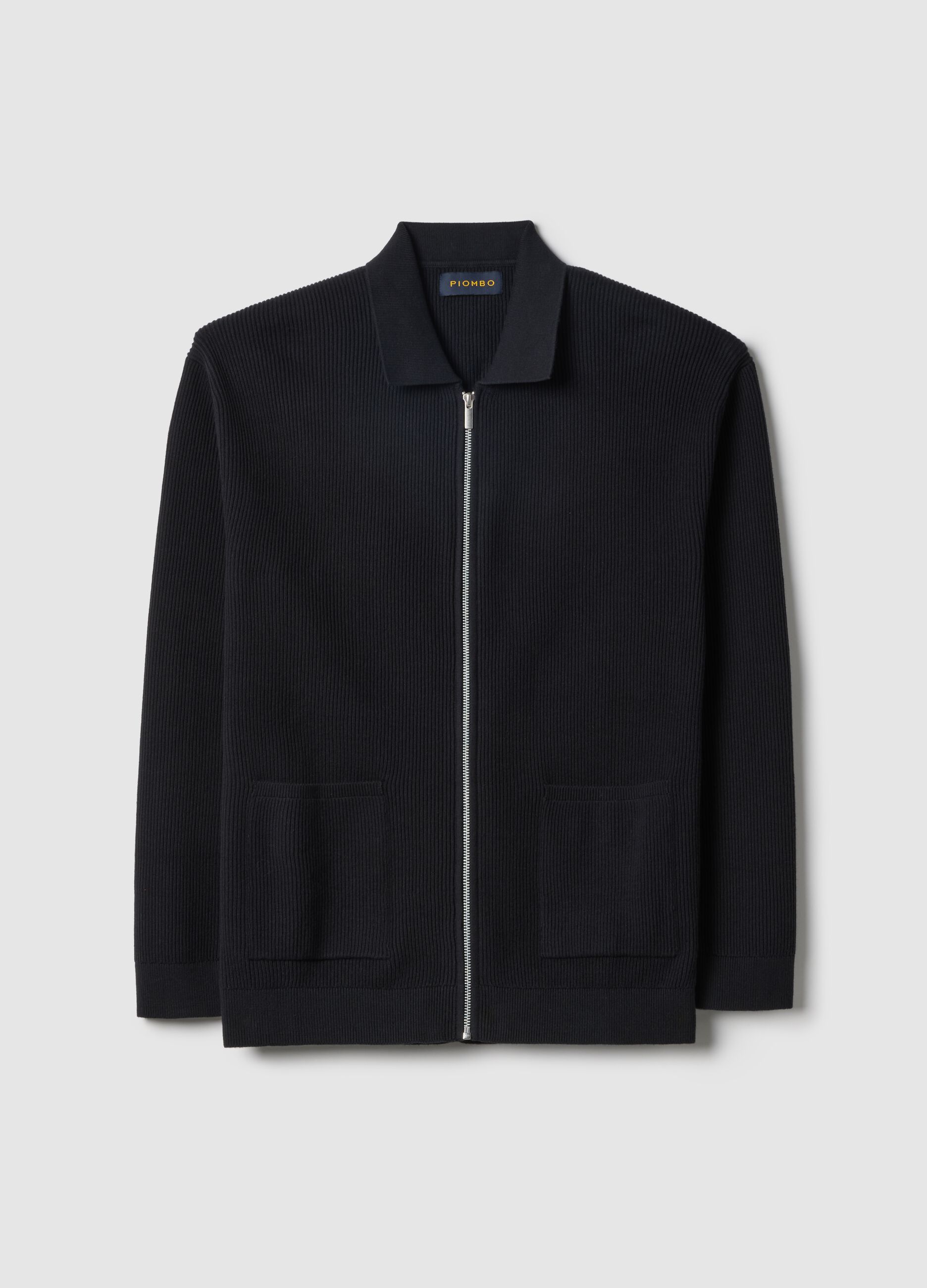 Blue pure cotton cardigan regular fit with full zip