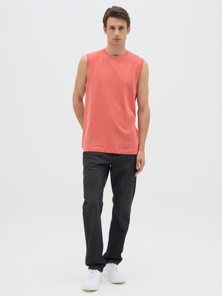 Men's pure cotton orange vest with regular fit_1