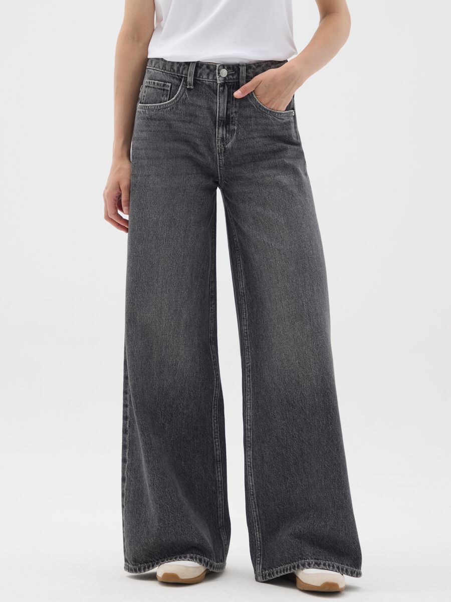 High-waisted grey wide jeans_1
