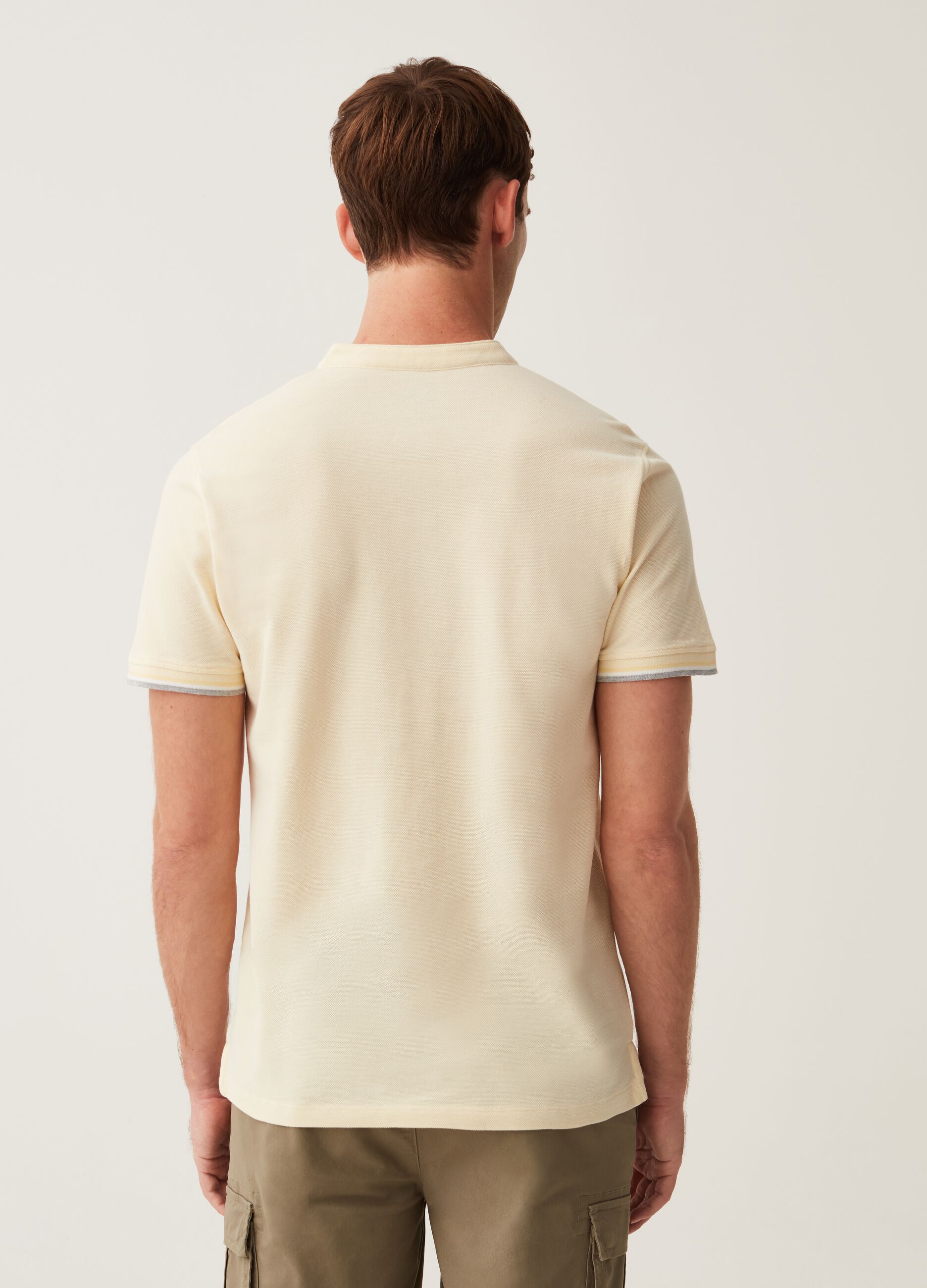 Polo con trama jacquard collo alla coreana_2