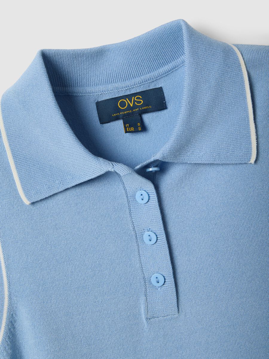Sleeveless light blue viscose blend polo slim fit with buttons_1