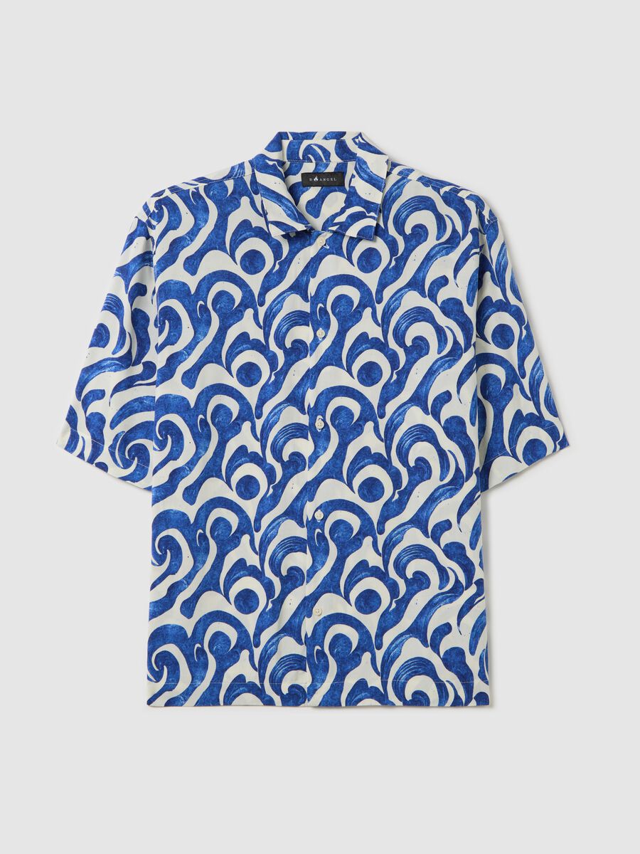 Oversized blue patterned viscose shirt_4