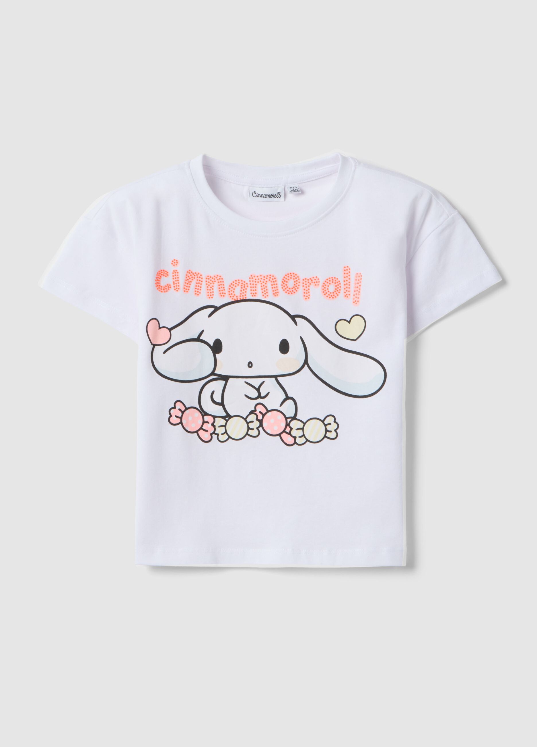 T-shirt in cotone elasticizzato bianco da bambina con stampa