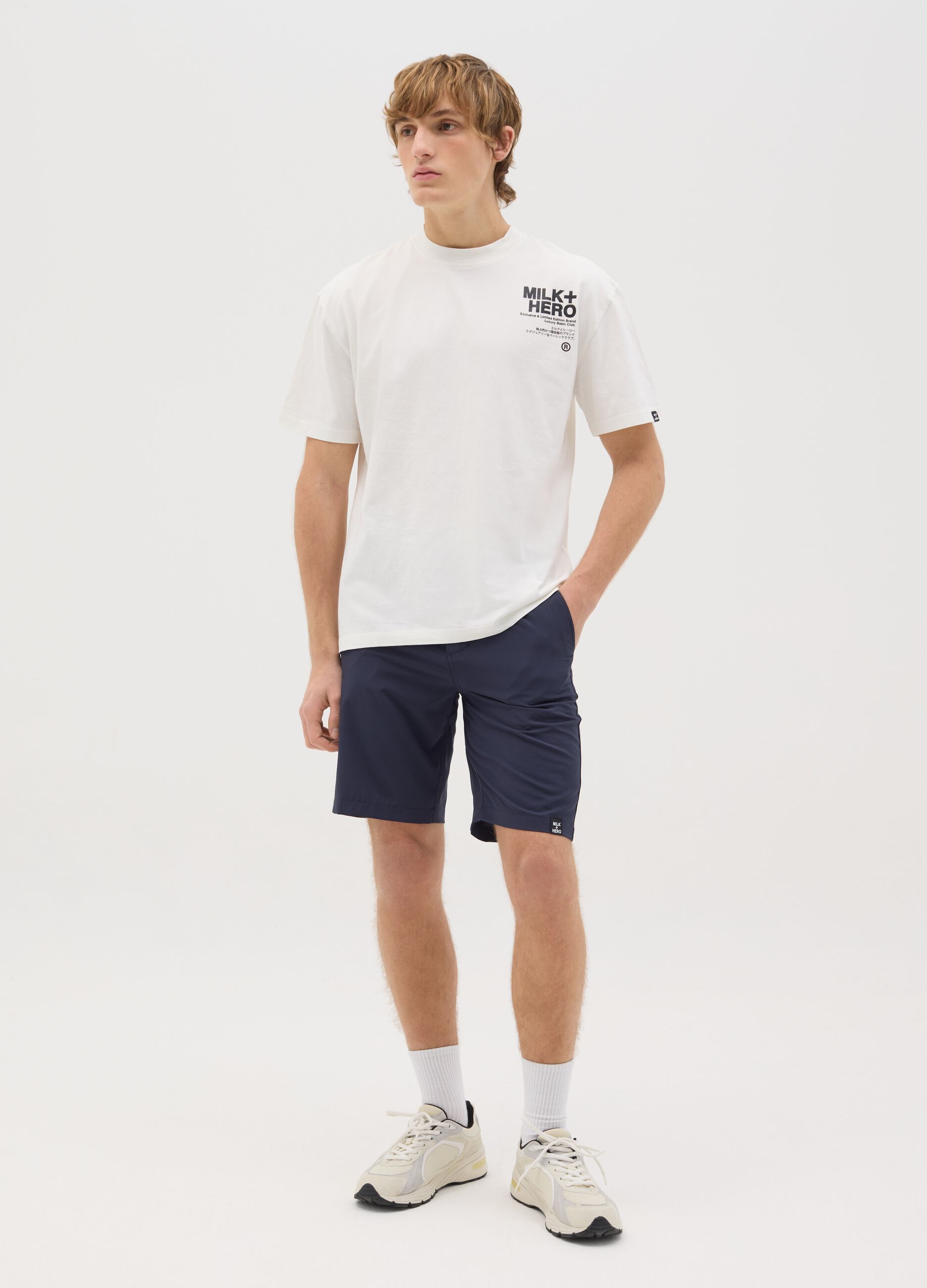 Men's Blue Stretch Fabric Shorts Regular Fit