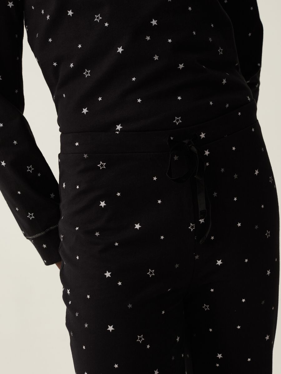 Pantalone pigiama in cotone stampa stelline_3