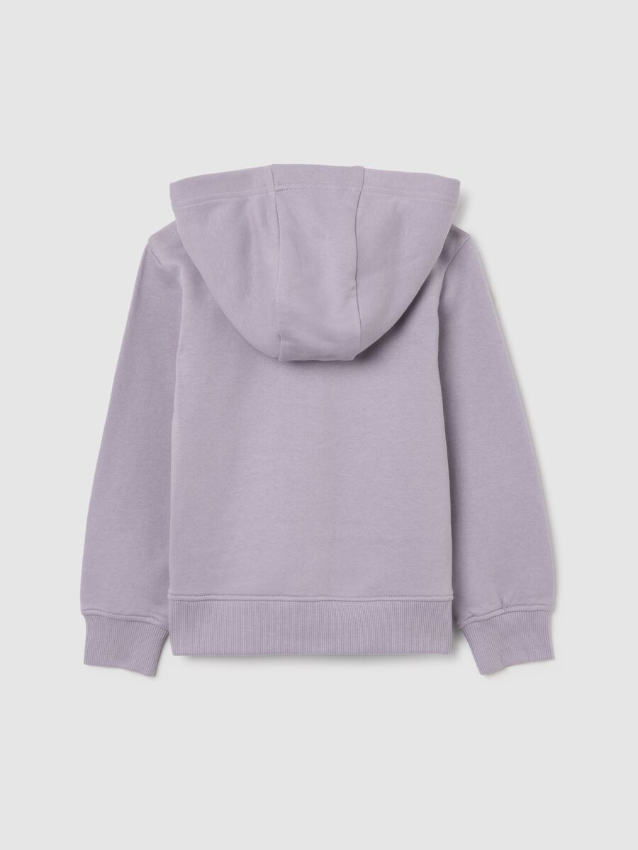 Felpa da bambina in puro cotone viola regular fit con zip e cappuccio_1
